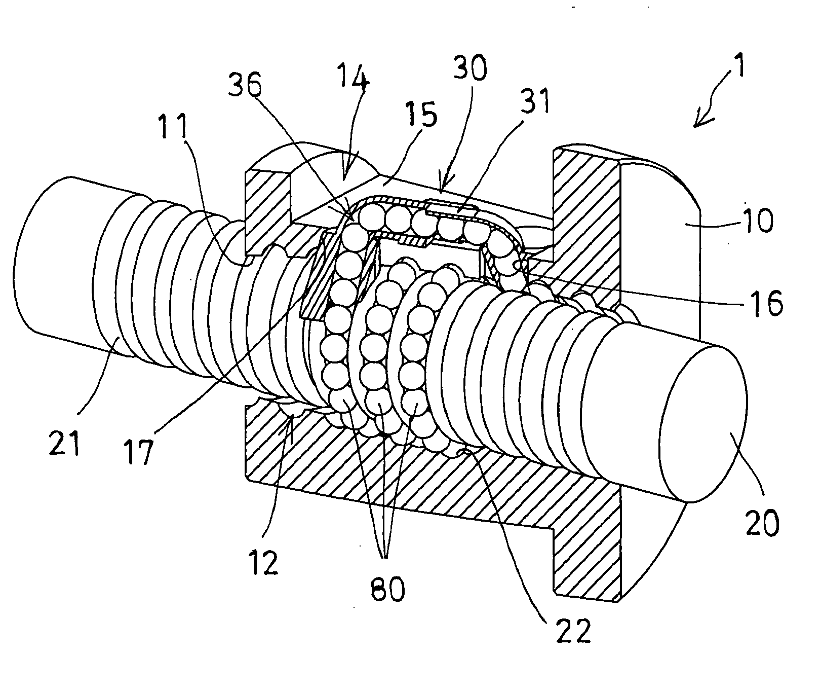 Ball screw device having circulating device