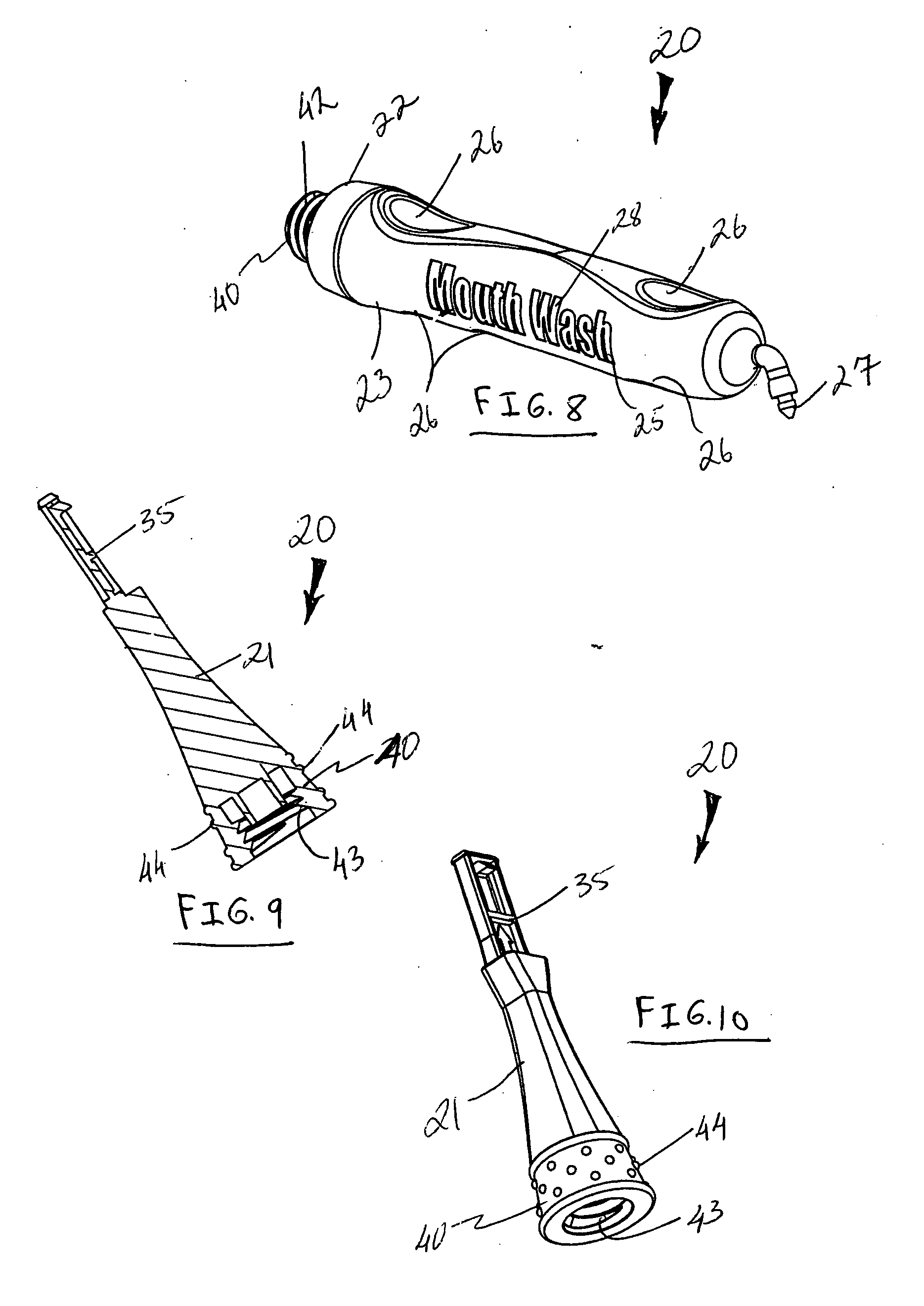 Combined toothbrush, toothpaste and mouthwash device