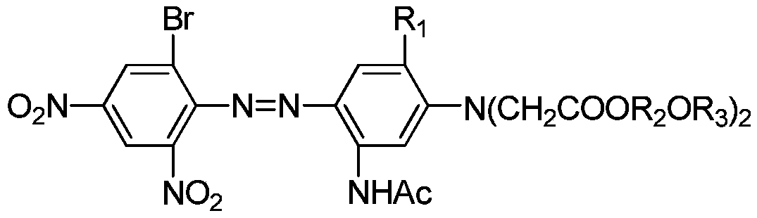 A kind of blue azo dye and its preparation method and application