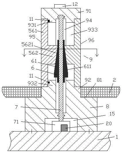 Speed-adjustable fixed column device used for PCB (Printed Circuit Board) and provided with flickering lamp