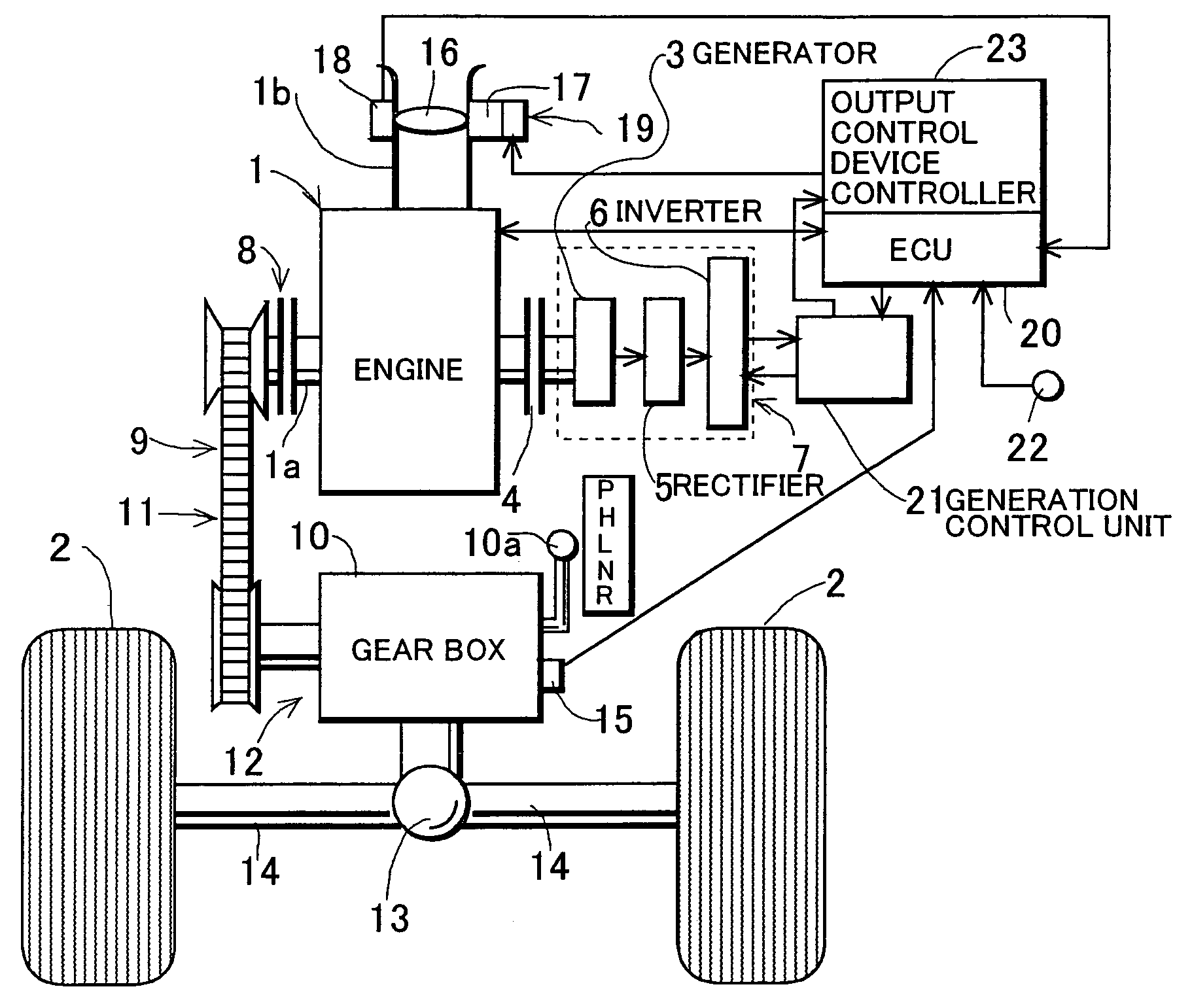 Control device for engine driven vehicle incorporating generator