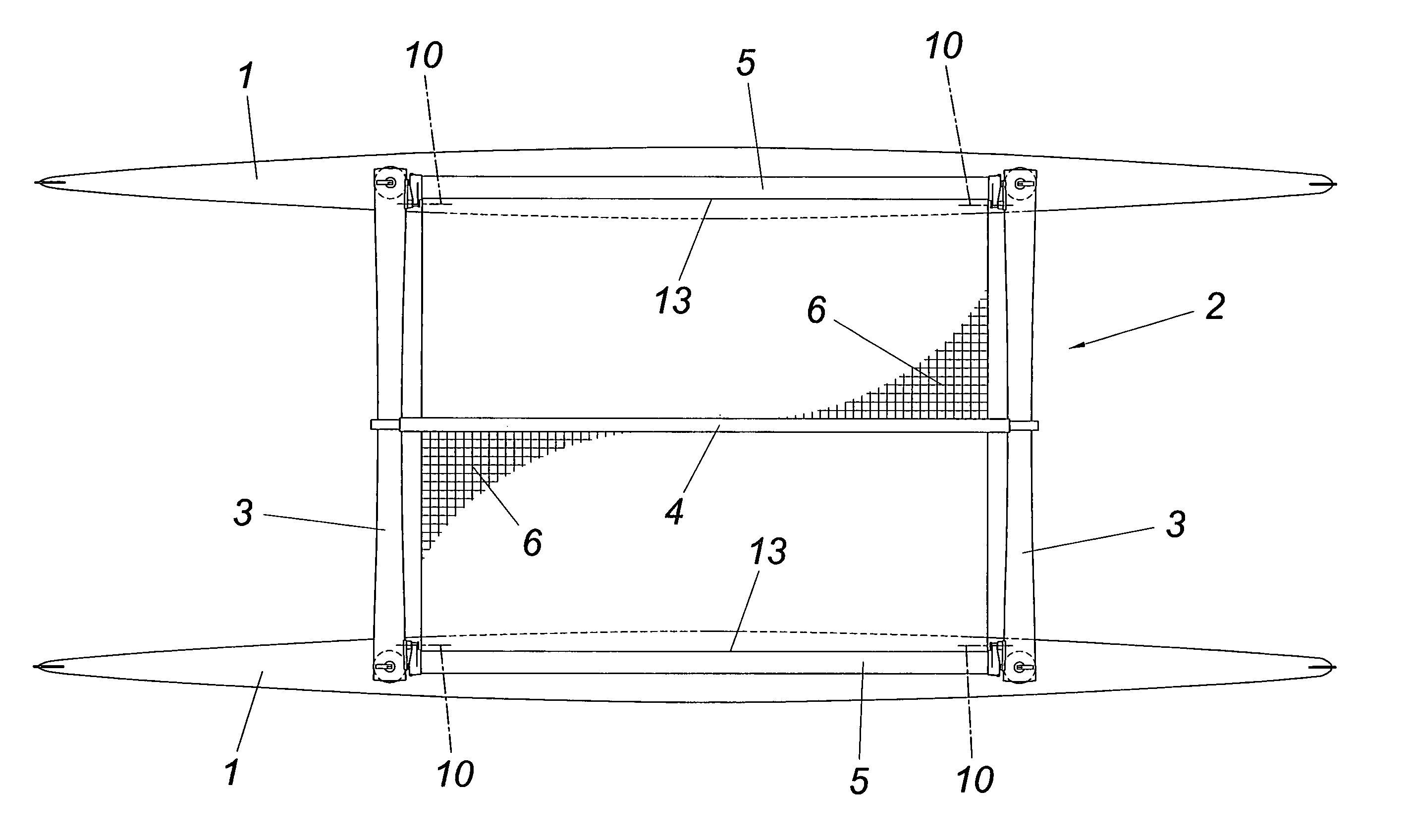 Tensioning device for a carrying net