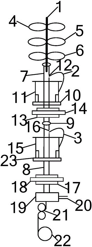 Double-wrapping parallel yarn spinning device and method