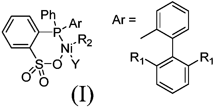 Preparation method and application of biphenyl aromatic compound-substituted nickel phosphosulfonate complex