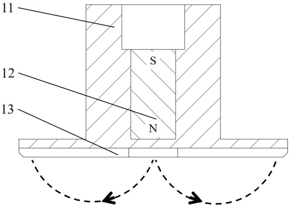 Vacuum direct current arc extinguish chamber with permanent magnet embedded in contact