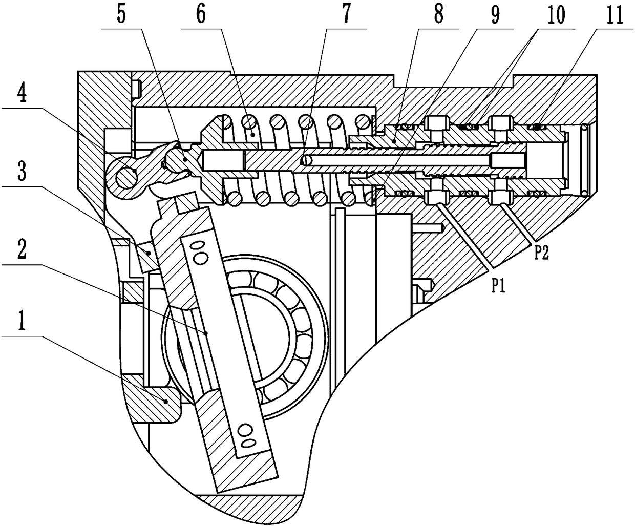 Novel buckle-type split plunger pump oblique disc variable adjusting mechanism and method