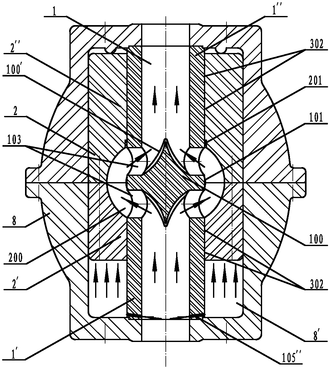 Double-valve inner-cavity driving core tube valve