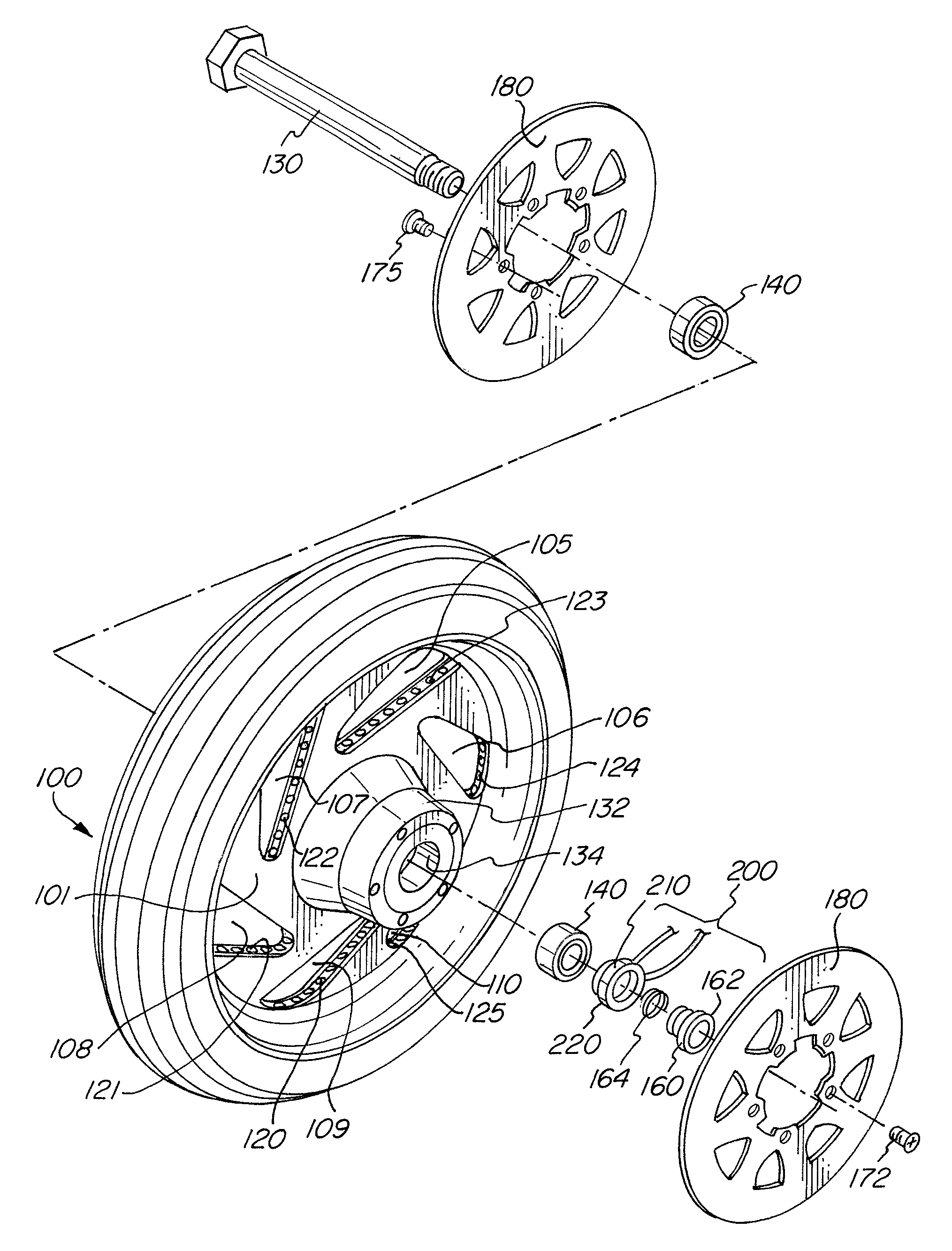 Illuminated vehicle wheel with bearing seal slip ring assembly