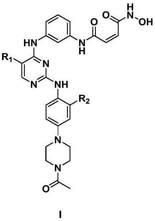 2,4-diarylamine pyrimidine derivatives containing hydroxamic acid fragments and preparation and application