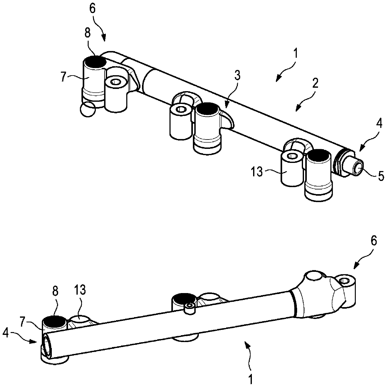 Collecting pressure line for fuel injection system of internal combustion engine