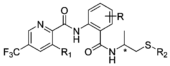 Trifluoromethylpicolinamide derivative containing chiral thioether structure and application thereof