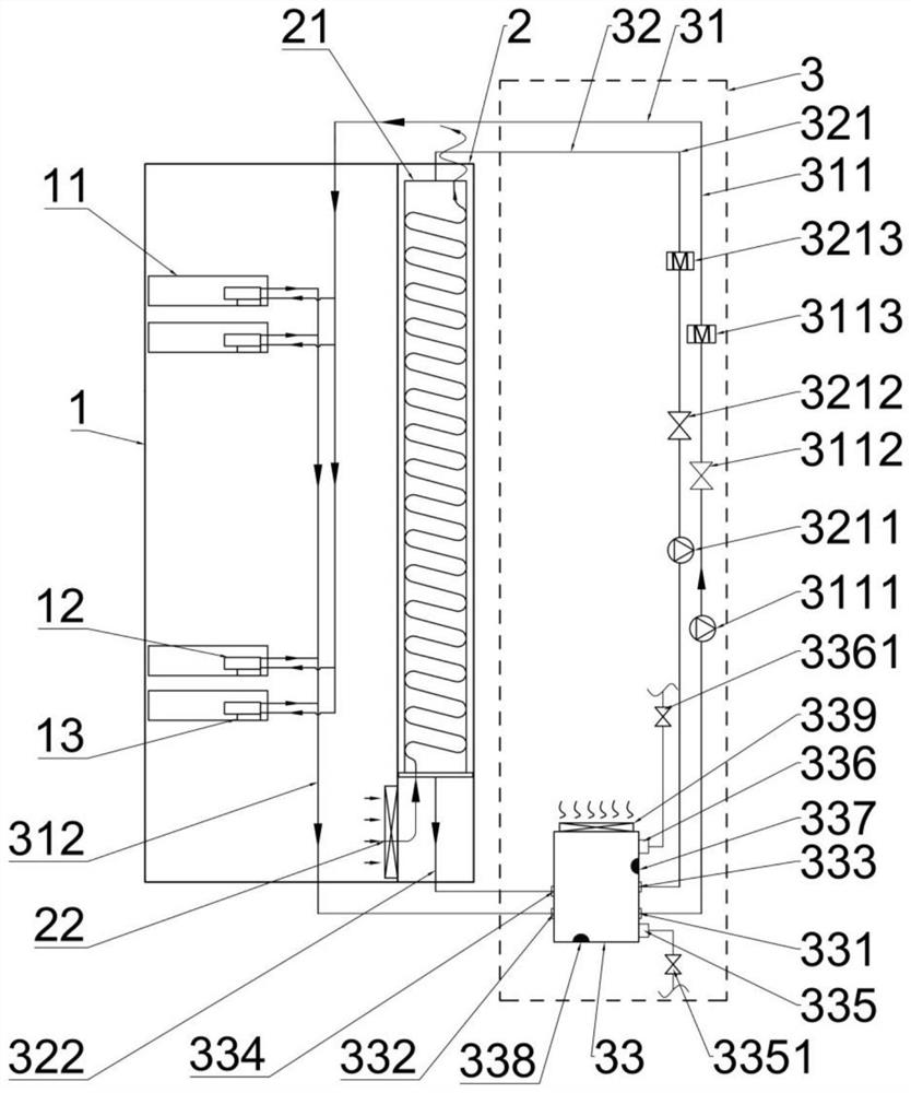 Server cabinet liquid cooling system combined with shell-and-tube heat exchanger and control method of server cabinet liquid cooling system
