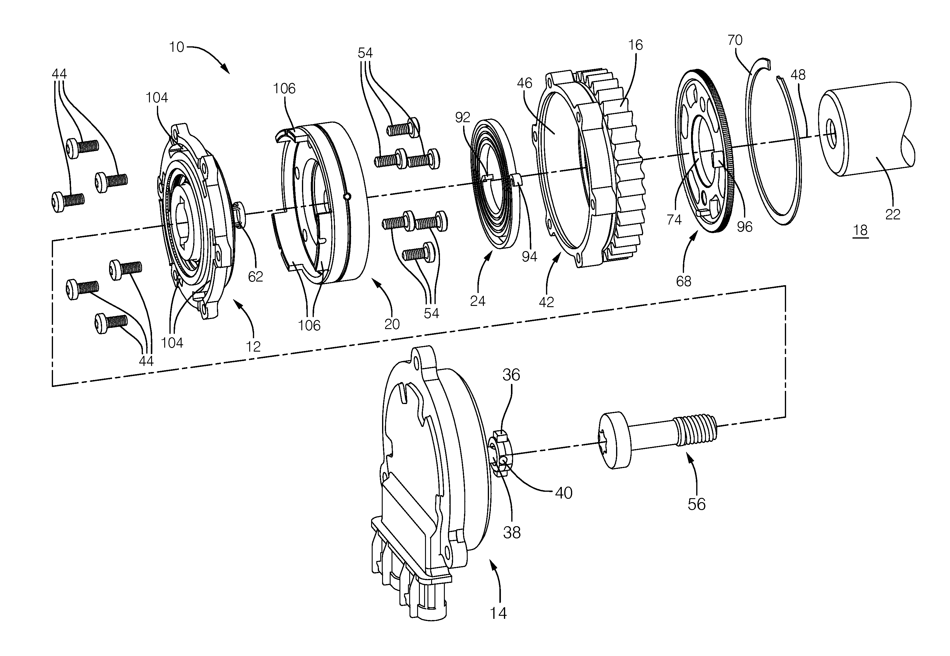 Axially compact electrically driven camshaft phaser