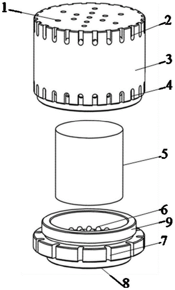 A detachable sample cage for a device for testing the expansion coefficient of explosives