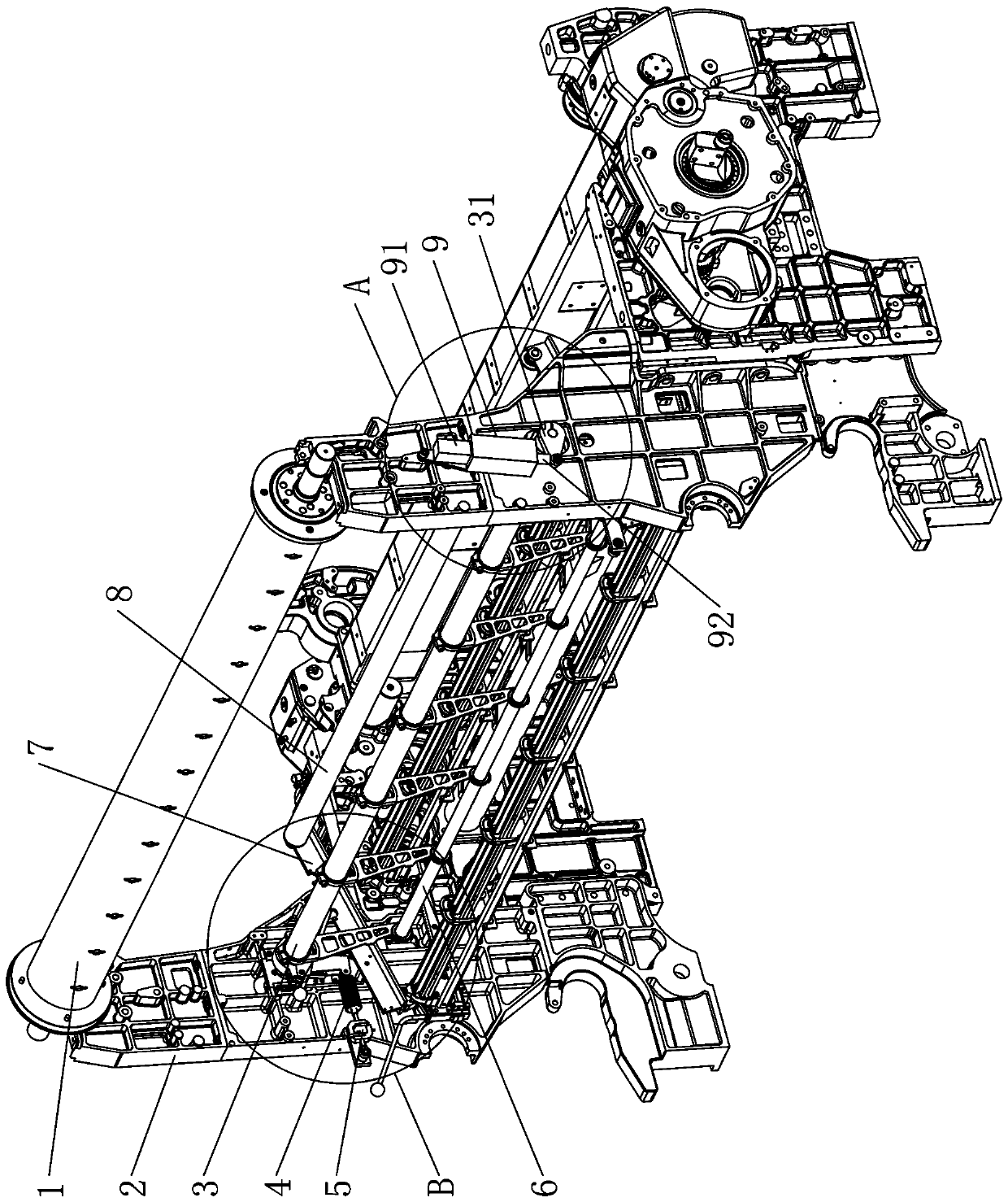 Active type upper let-off structure