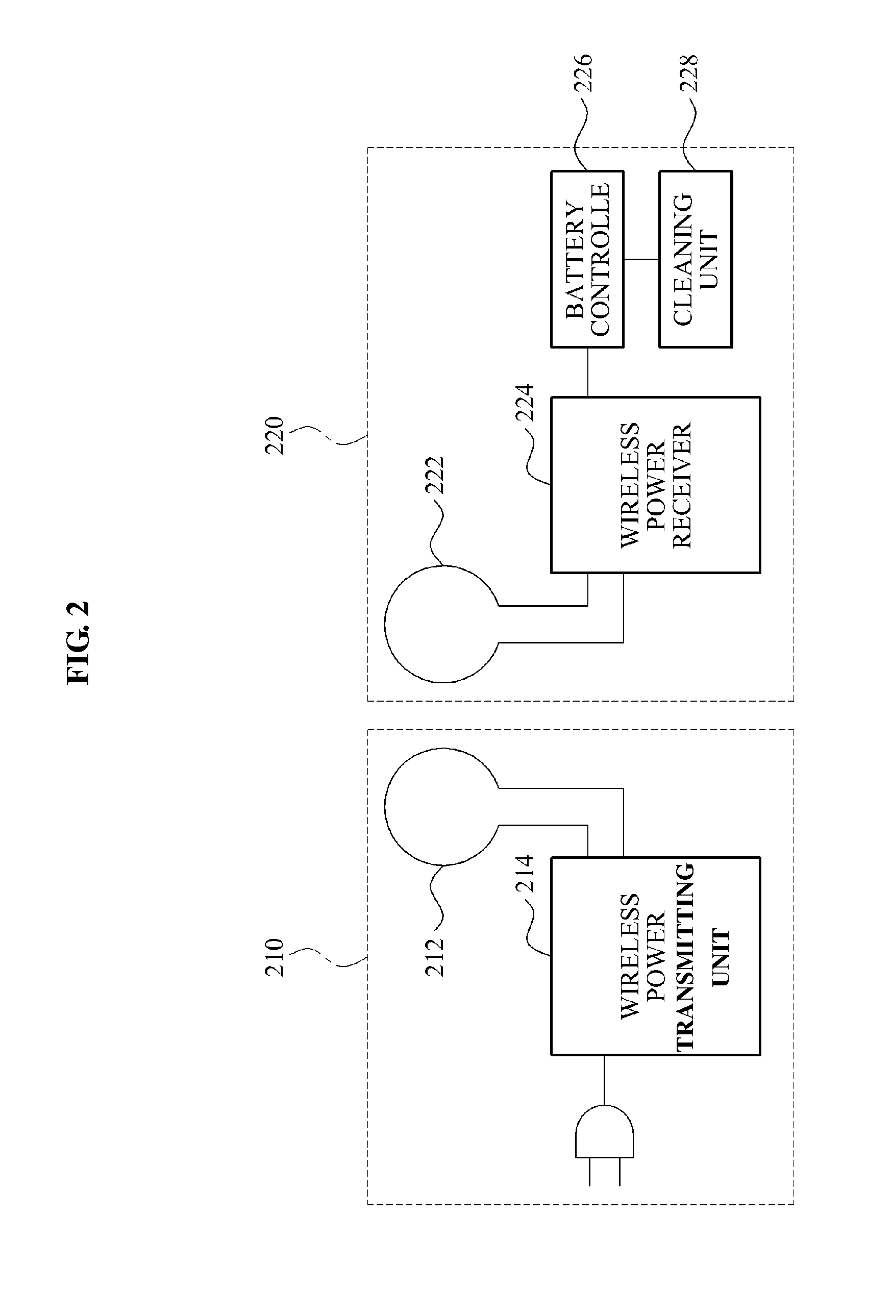 Robot cleaning system and control method having a wireless electric power charge function