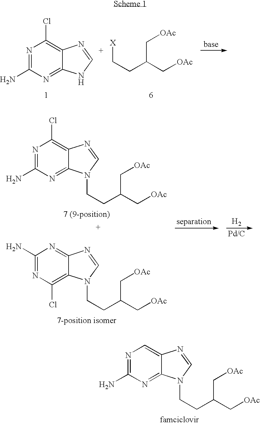 Preparation of famciclovir and other purine derivatives