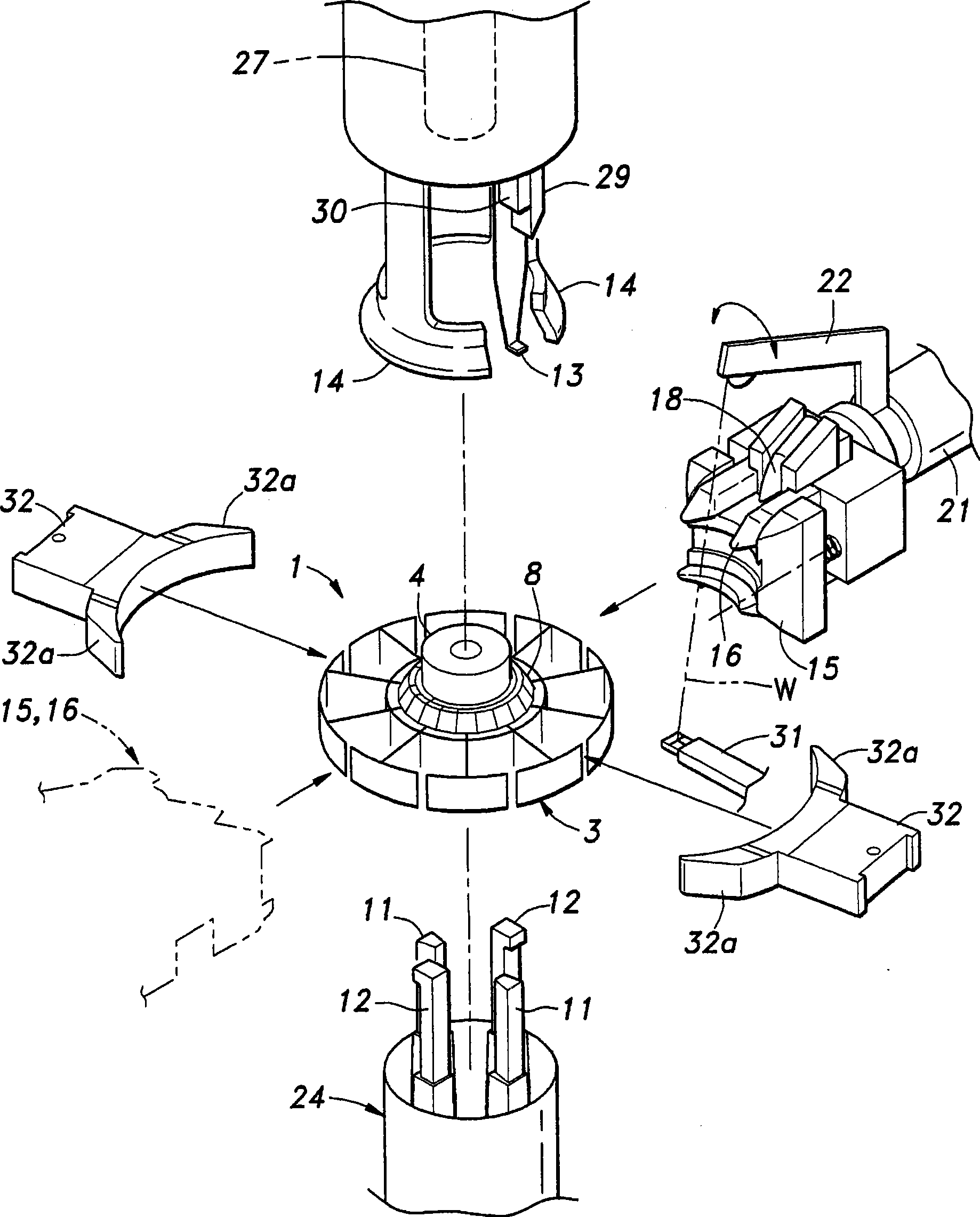 Winding device of armature and method