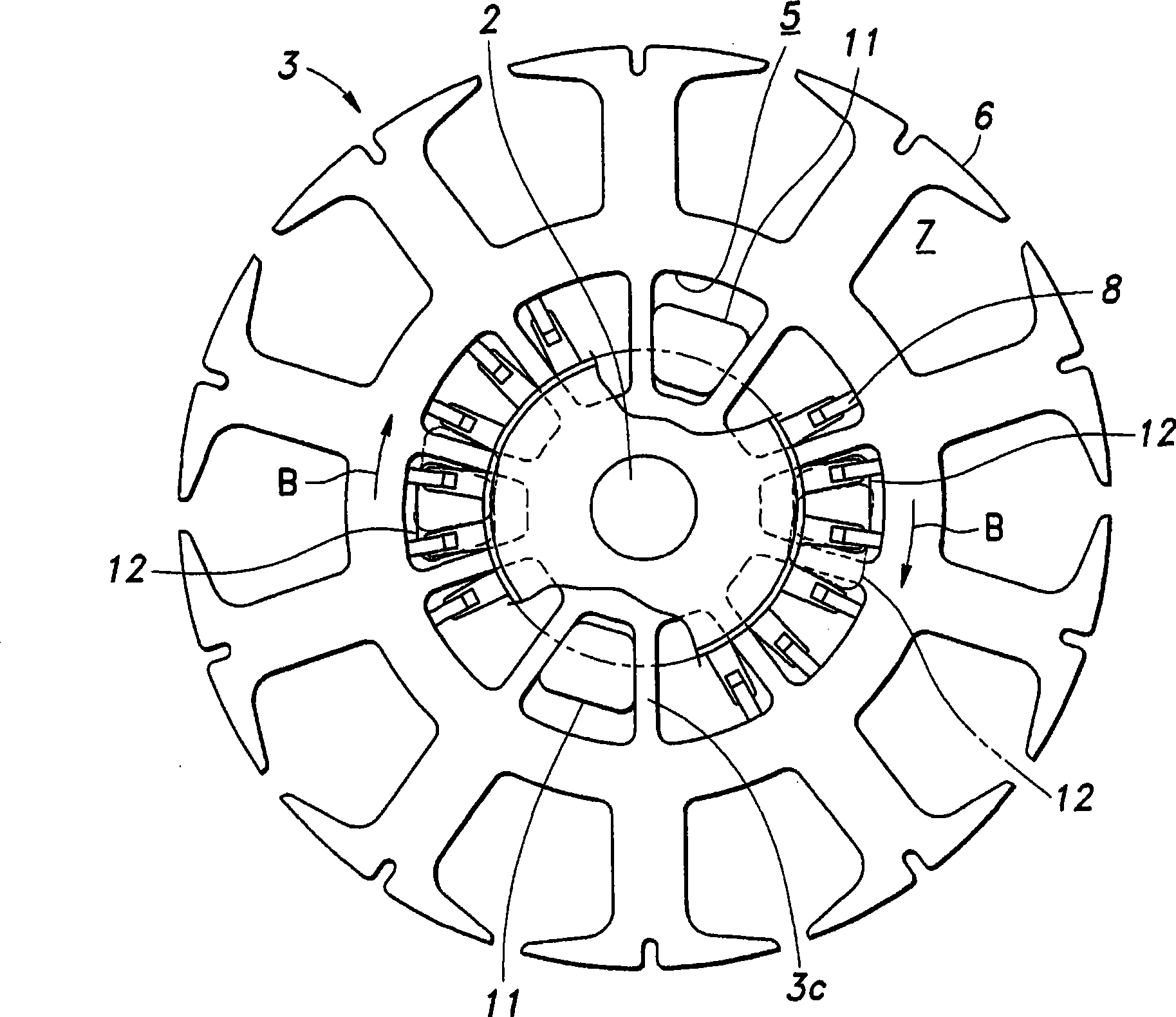 Winding device of armature and method