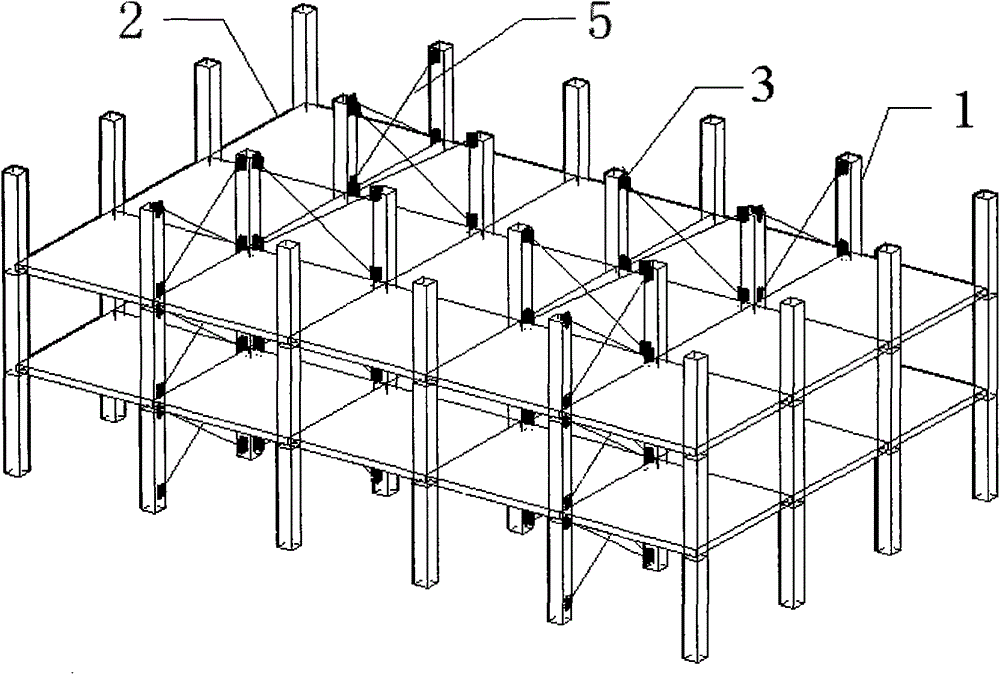 A prestressed assembled slab-column structure with steel support and its construction method