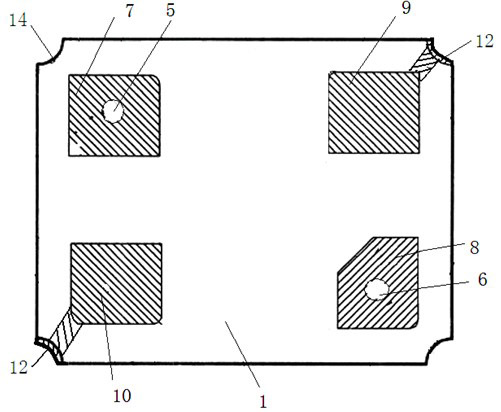 SMD (Surface Mount Device) quartz crystal resonator base and processing method thereof