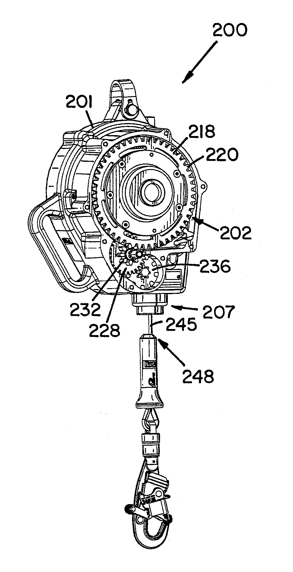 Fall protection safety device with a braking mechanism