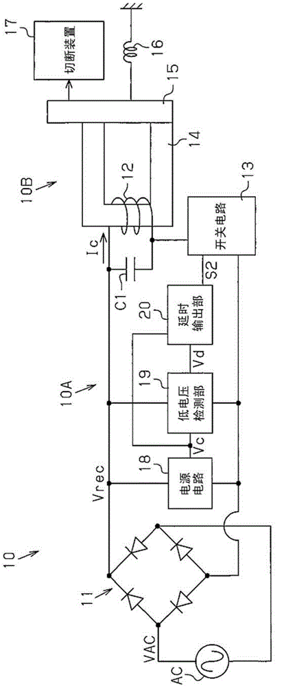 Breaker, undervoltage tripping device, and under/overvoltage tripping device