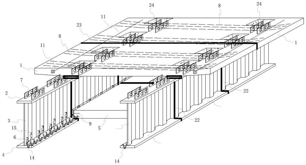 Assembly type corrugated steel web cantilever prefabricated assembled bridge structure and construction method