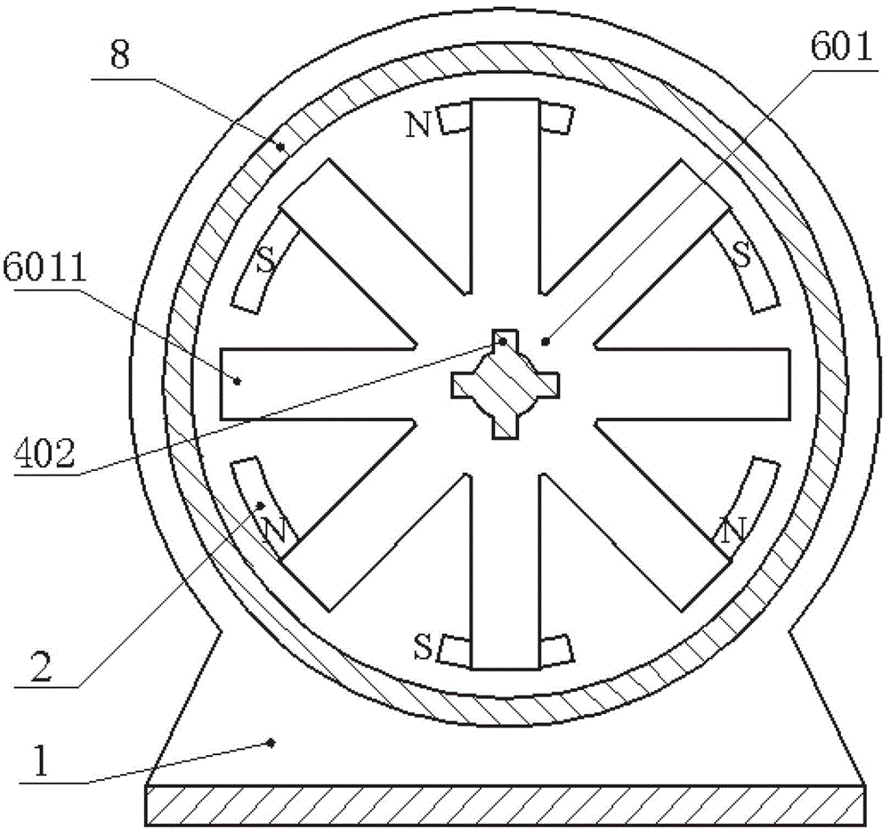 Power generation device following up spindle of propeller