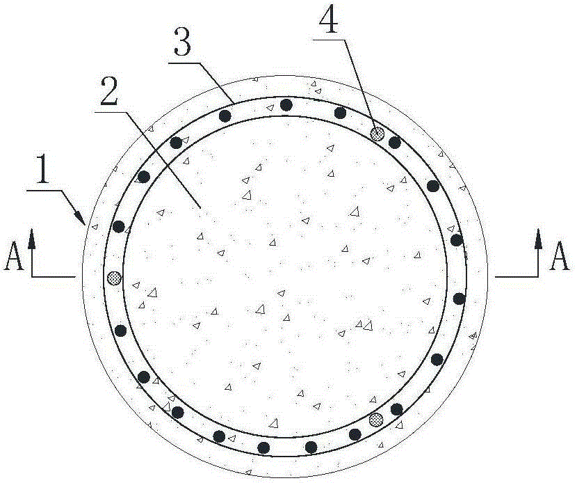 Dry-method hole forming filling pile structure for post-grouting matched rotary drilling rig and construction method