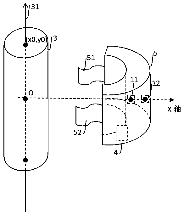 Two-point detection method and device based on wire magnetic field