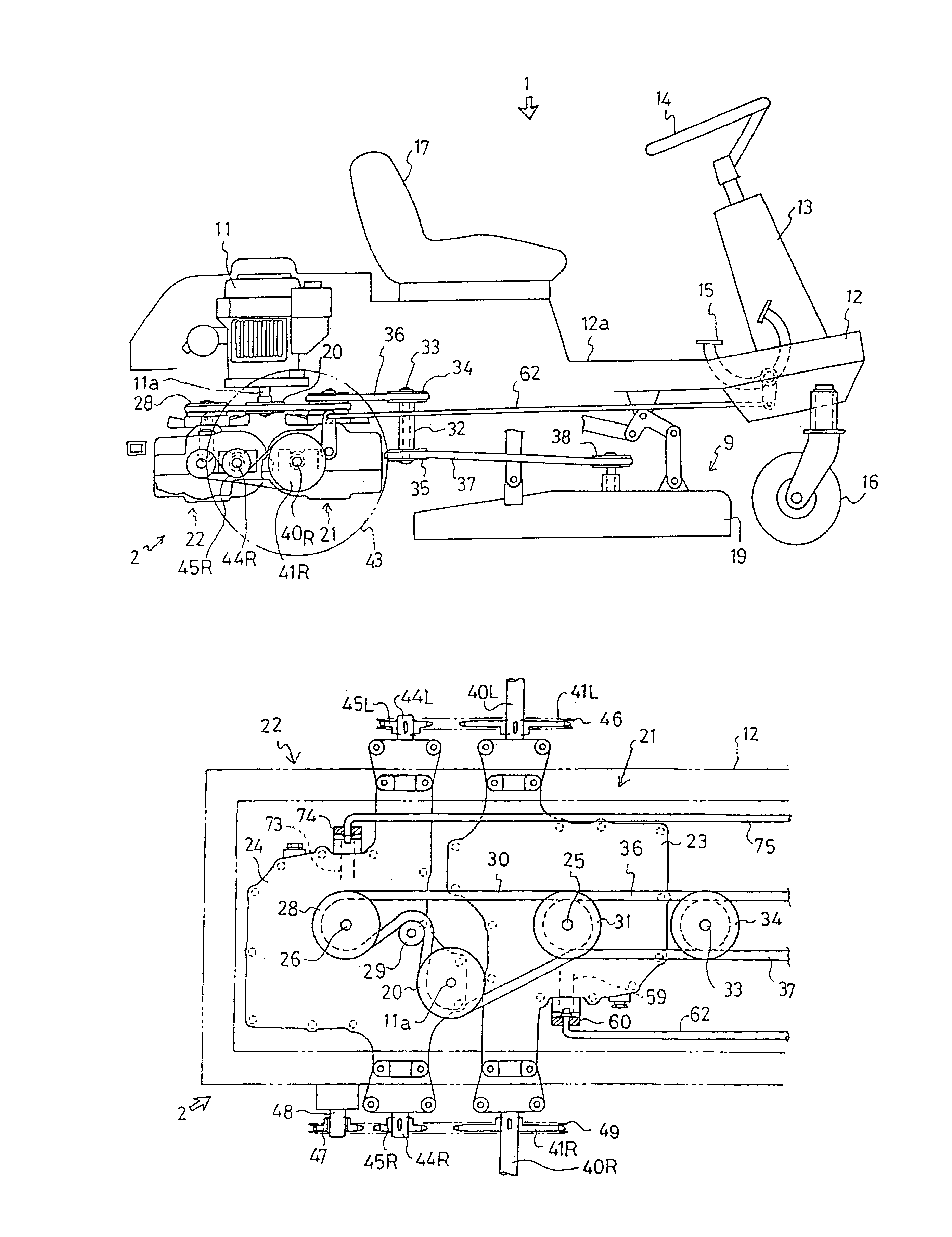 Driving apparatus for speed changing and steering of a vehicle