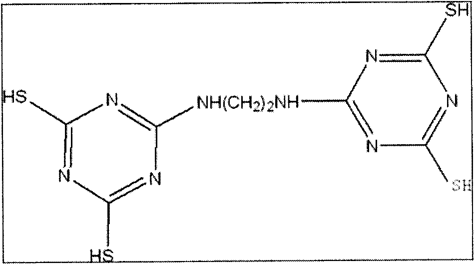 Preparation method of triazine ramification inserting layer laminated clay heavy metal catching agent and application