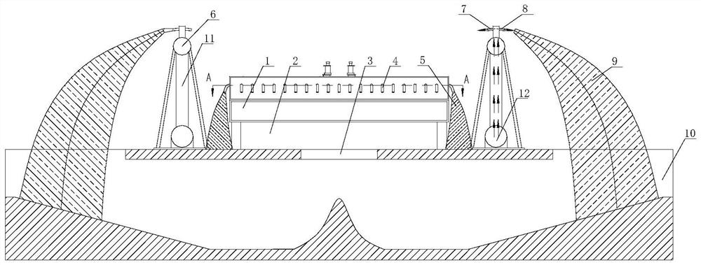 Launching system with water spray suppression peripheral, high jet noise function