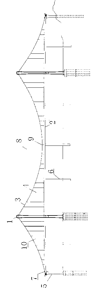 Sling tensioning and system conversion method for double-tower three-span plane main cable self-anchorage type suspension bridge