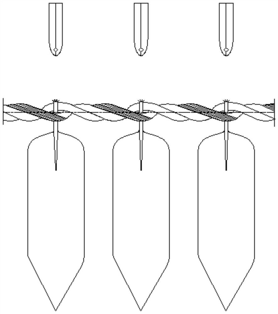 A device and method for vertically clamping kelp in rows