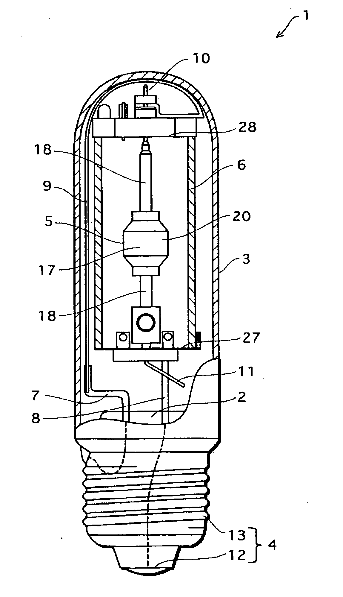 Metal halide lamp that has desired color characteristic and is prevented from non-lighting due to leakage of arc tube attributable to crack occurring at thin tube, and lighting apparatus adopting the metal halide lamp