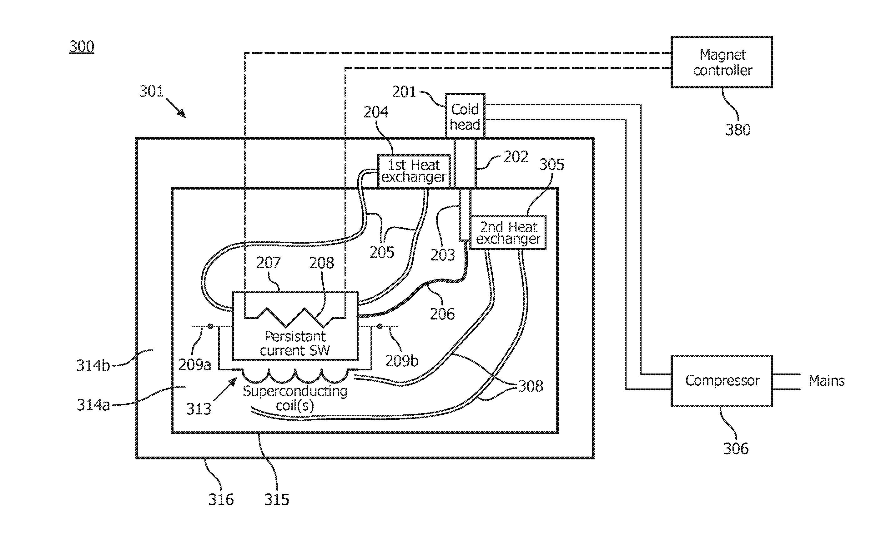 Low-loss persistent current switch with heat transfer arrangement