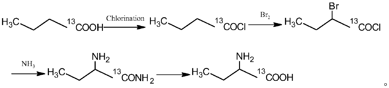 Method for synthesizing 13C-labeled alpha-aminobutyric acid