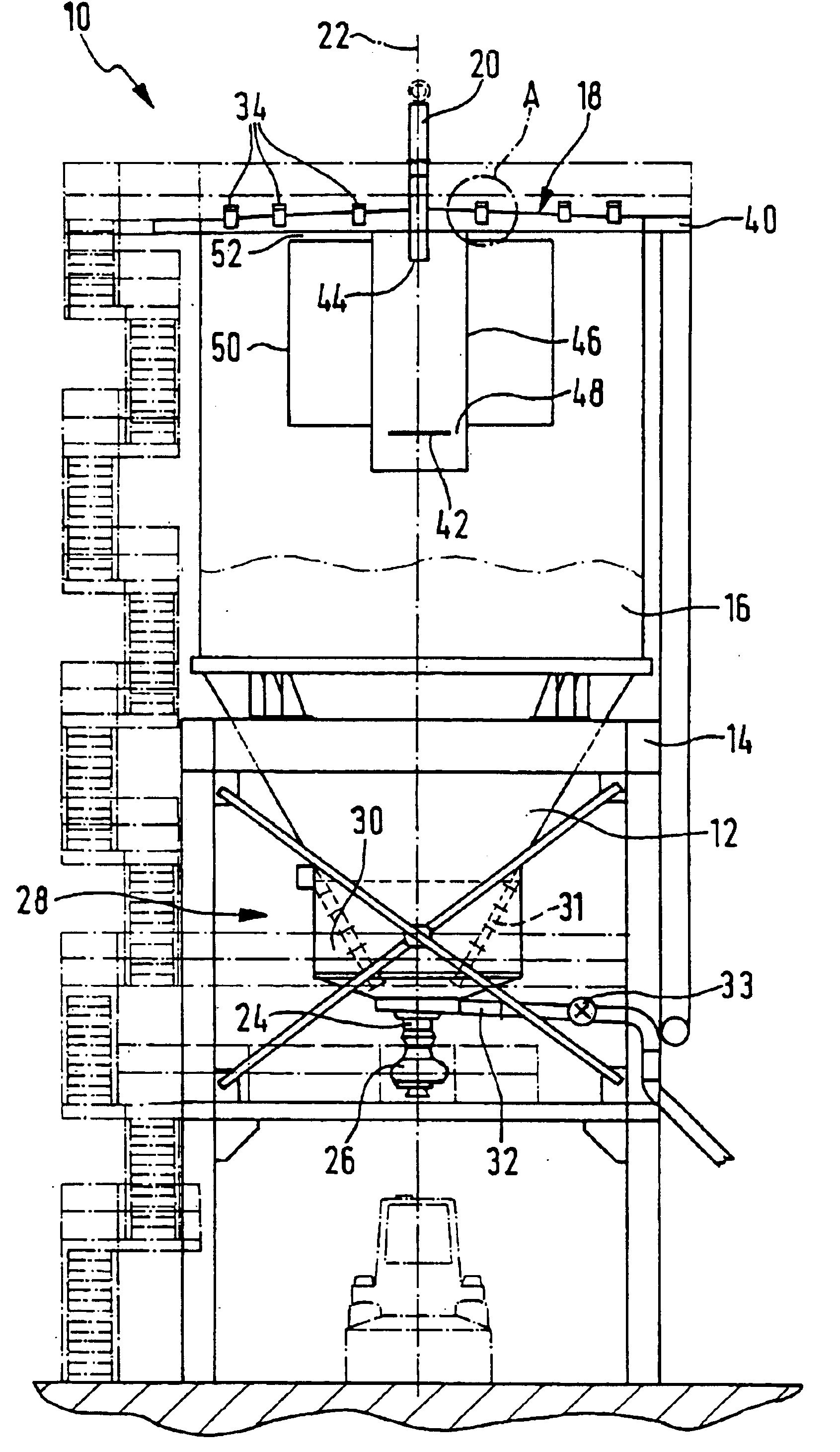 Tank for draining a granular material/liquid mixture