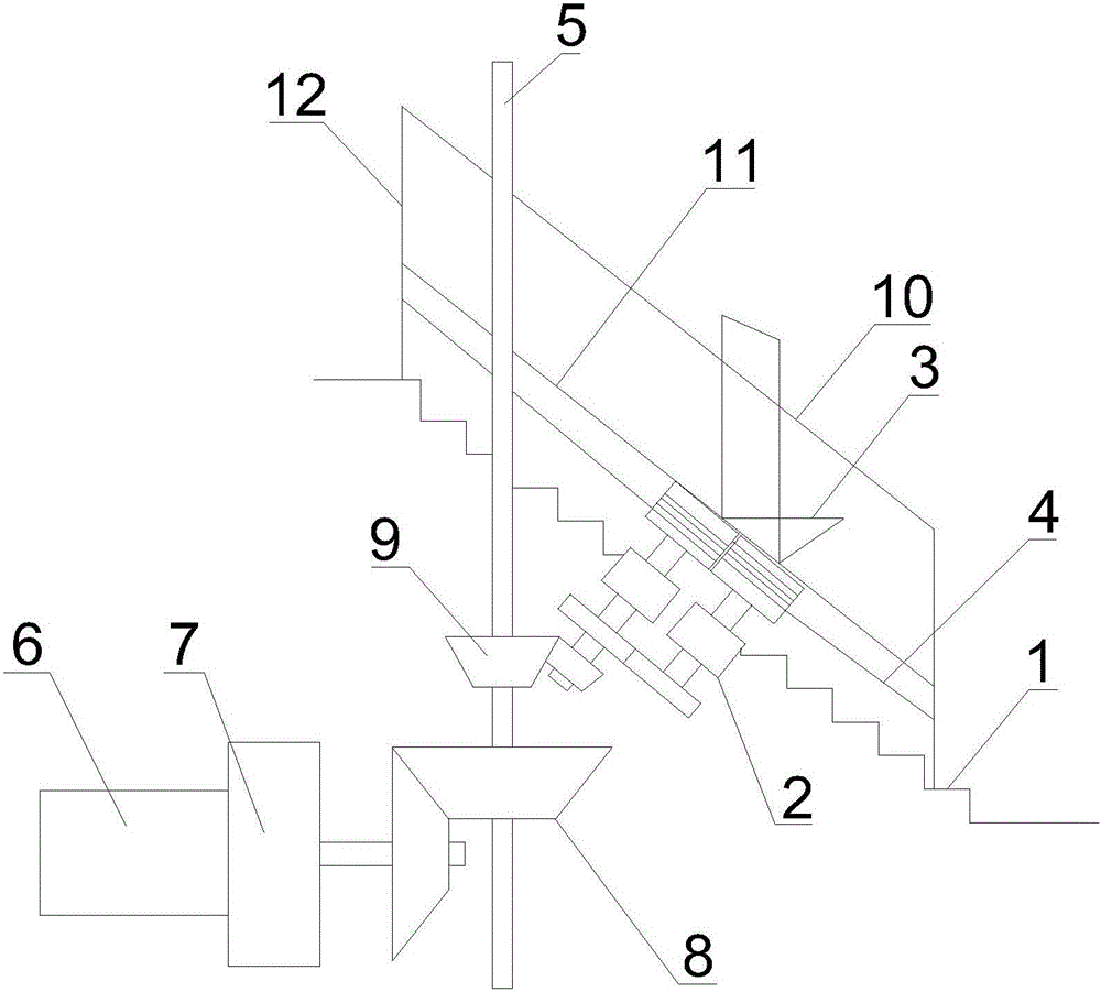 Shared power-driven branch ladder split floor elevator