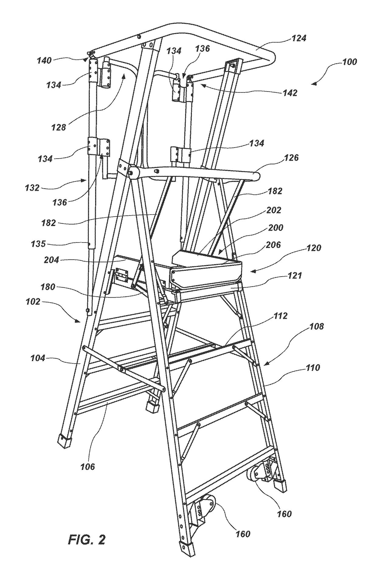 Elevated working platform and related methods