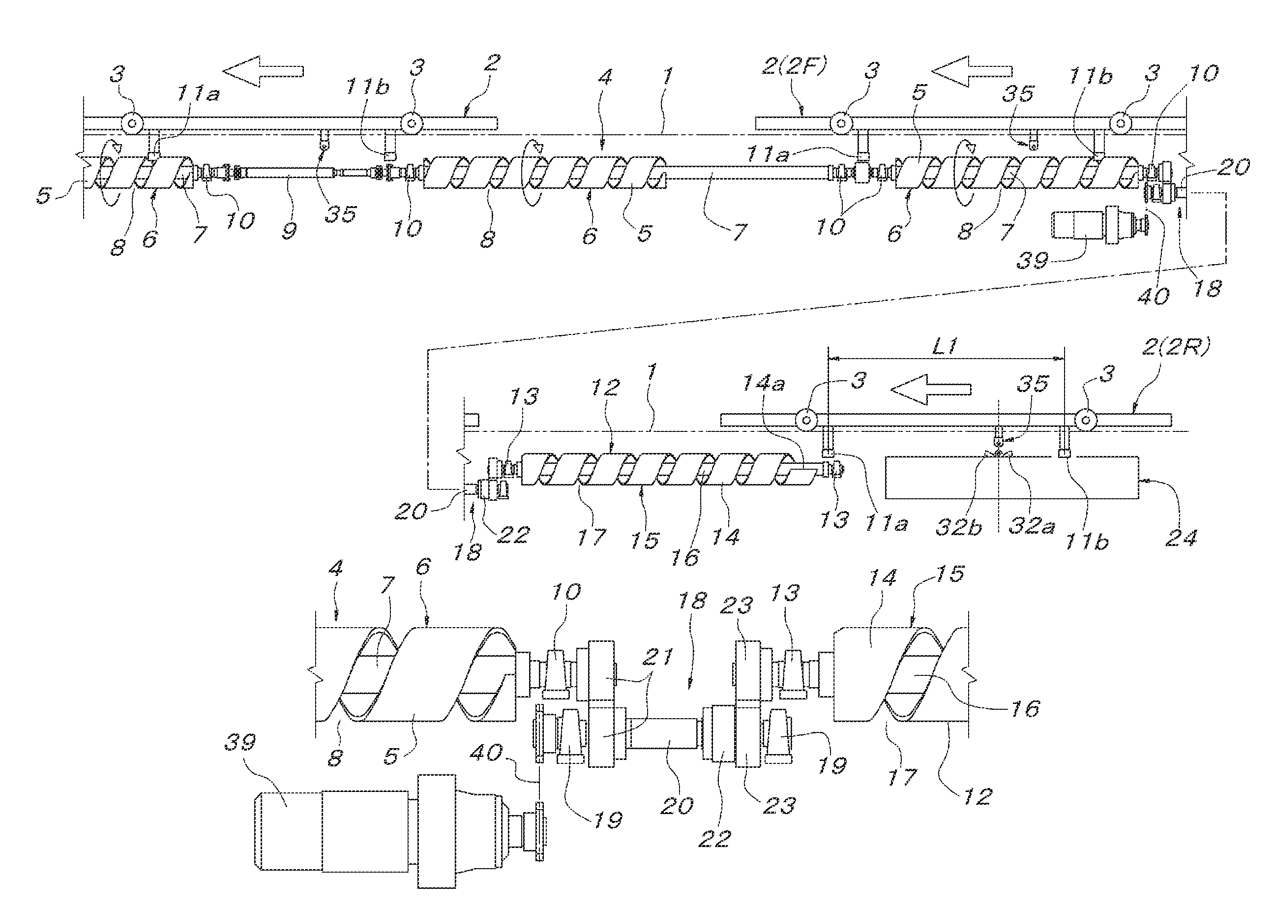 Device for delivering conveying truck into screw driving area