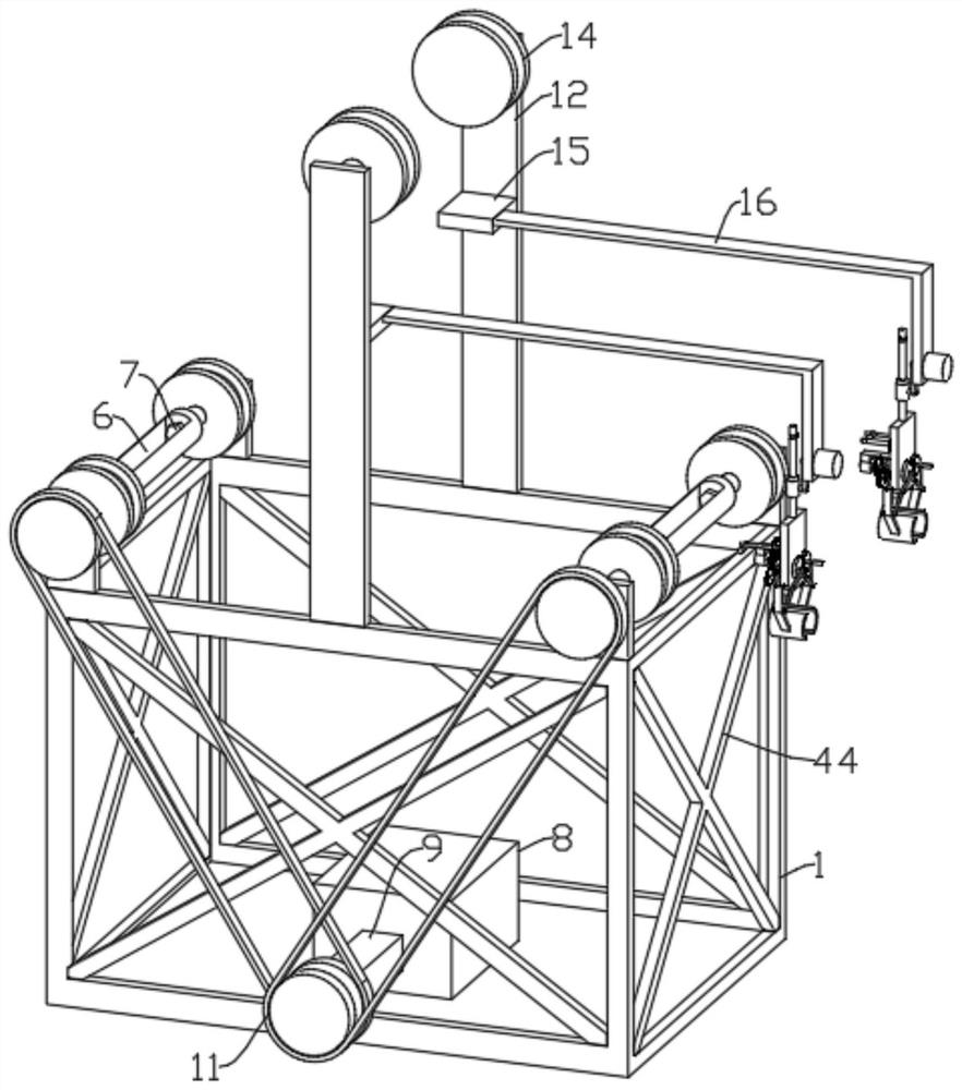 Usage method of stringing construction device for power transmission technology