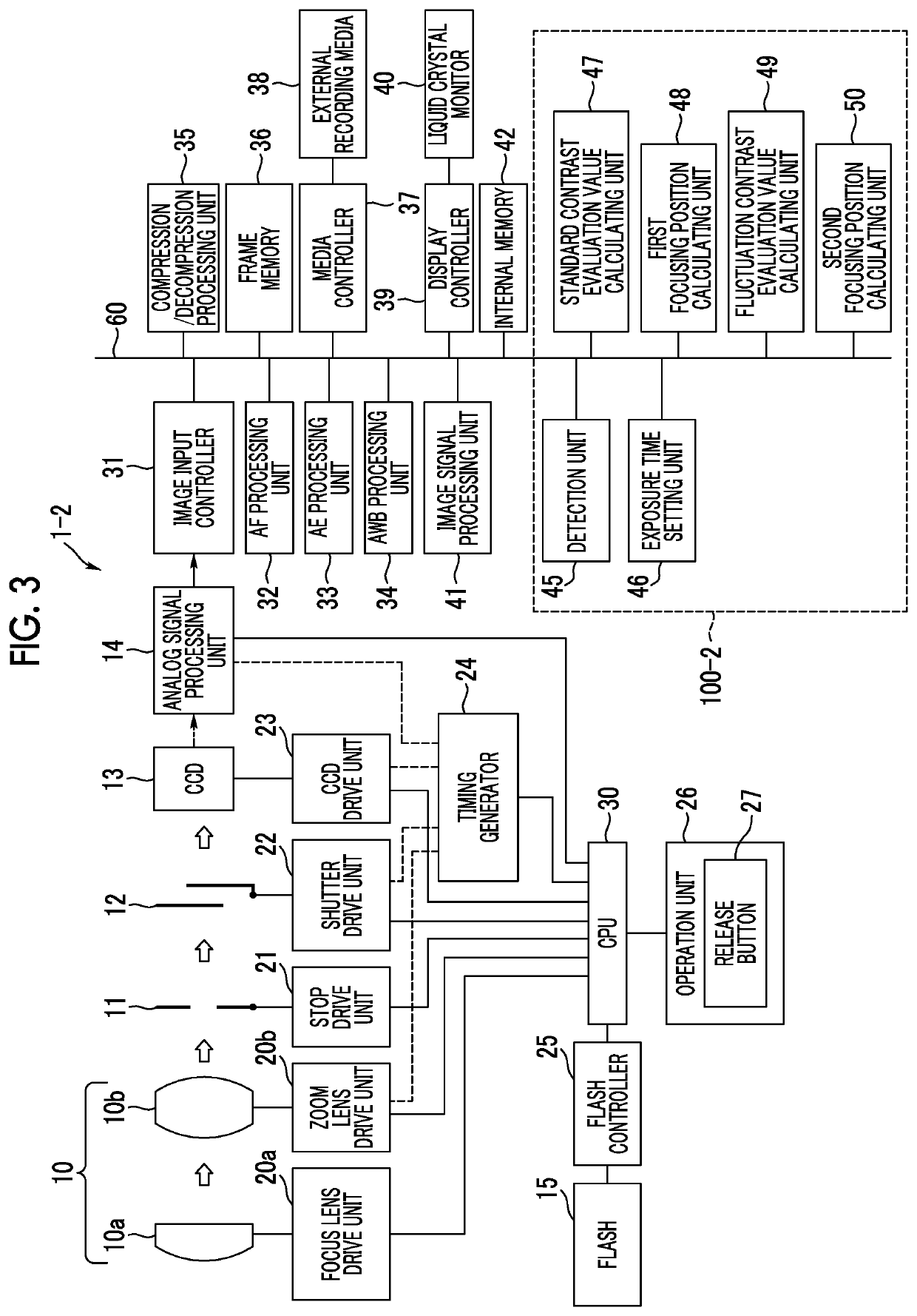 Focusing position detecting device and focusing position detecting method