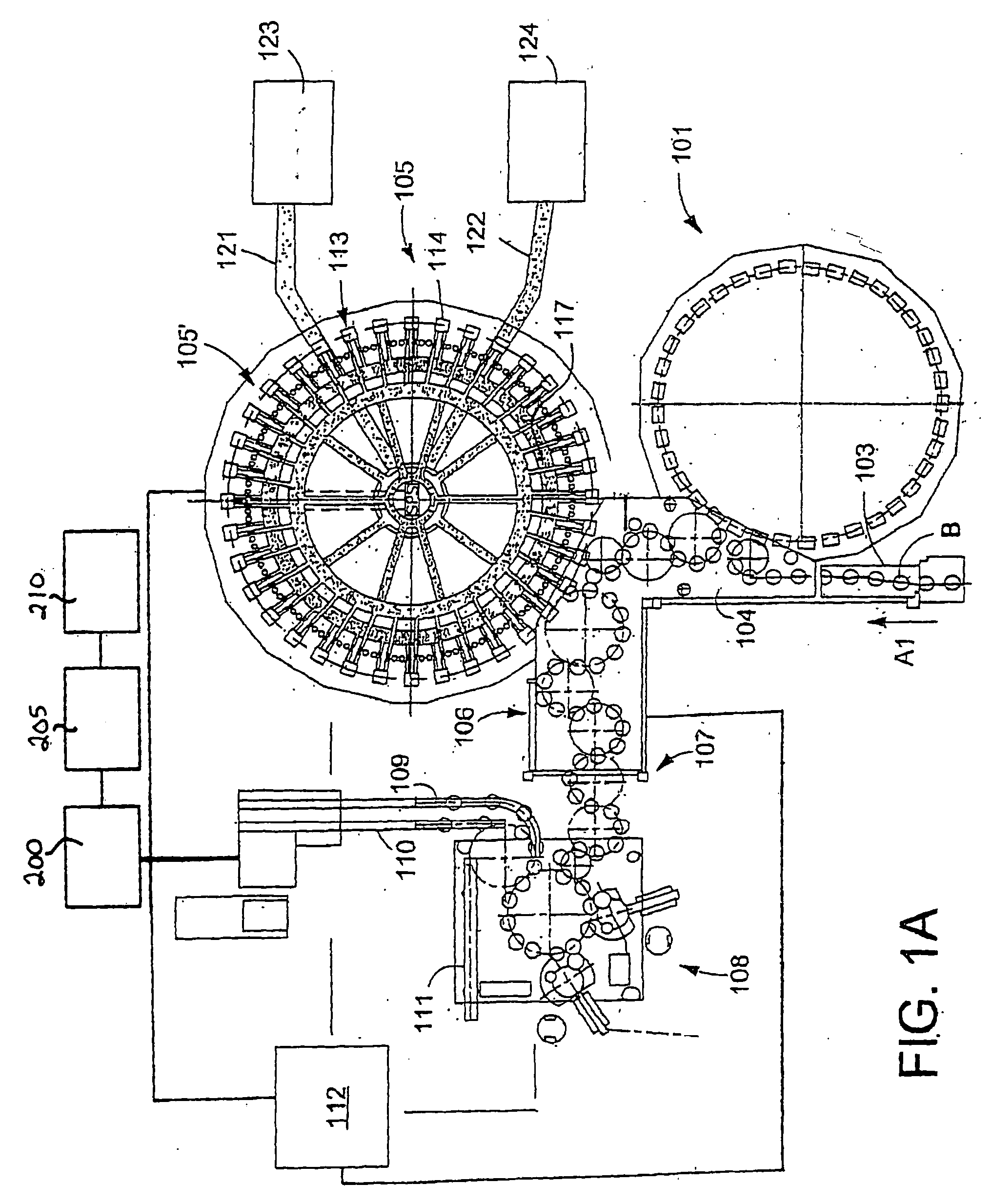 Beverage bottling plant for filling bottles with a liquid beverage material having a machine and method for wrapping filled bottles