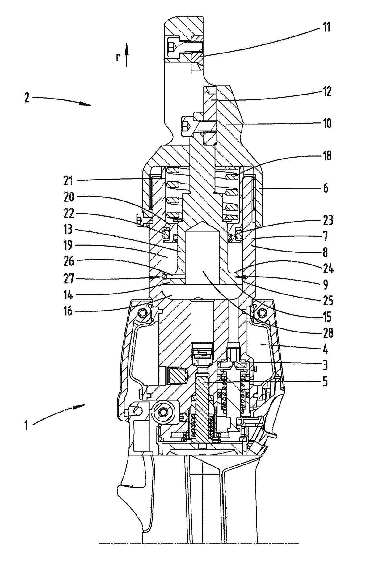 Hydraulically actuated piston guided in a cylinder, and hydraulic working tool