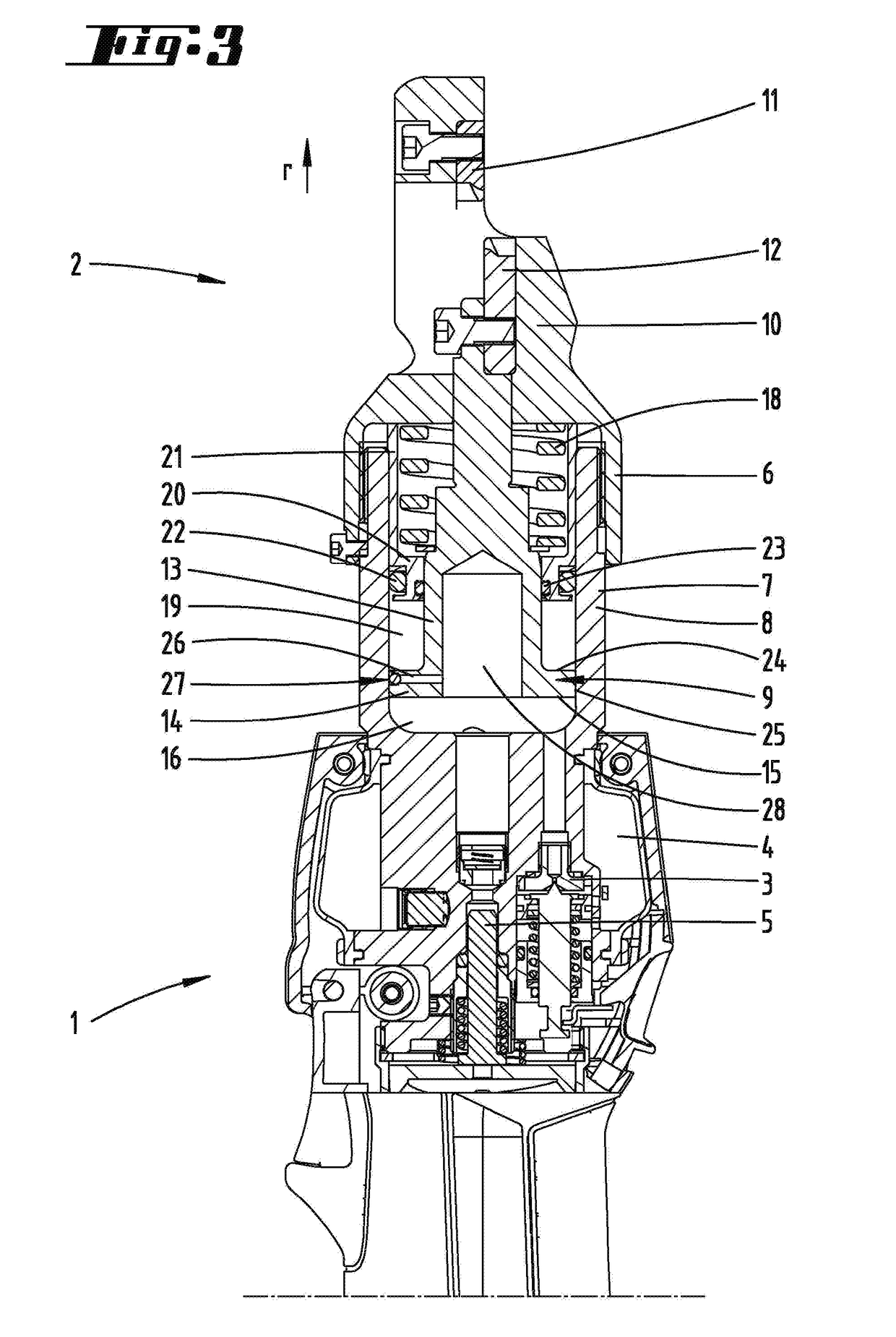 Hydraulically actuated piston guided in a cylinder, and hydraulic working tool