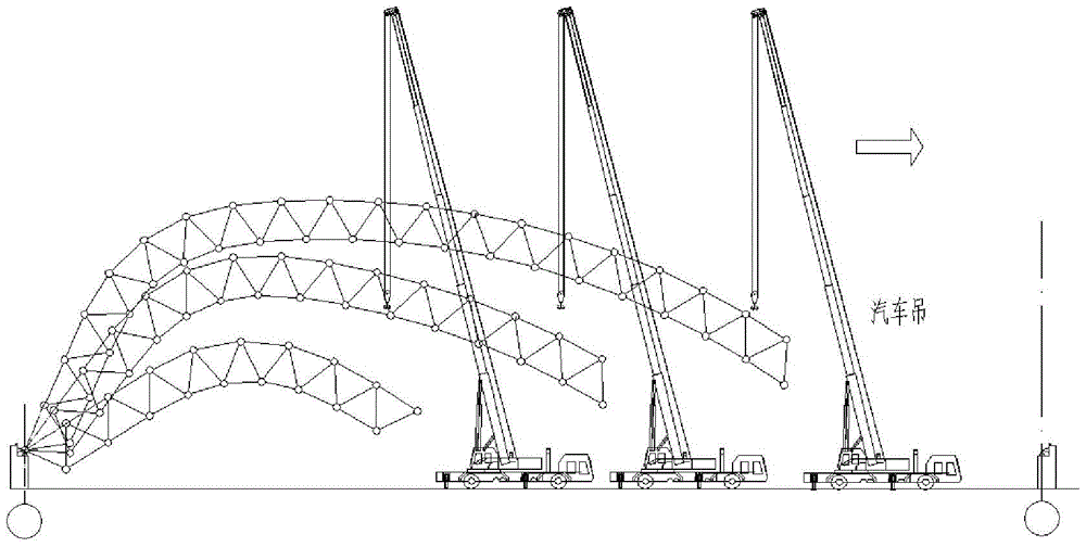 A roof reticulated shell structure cantilever installation method without support