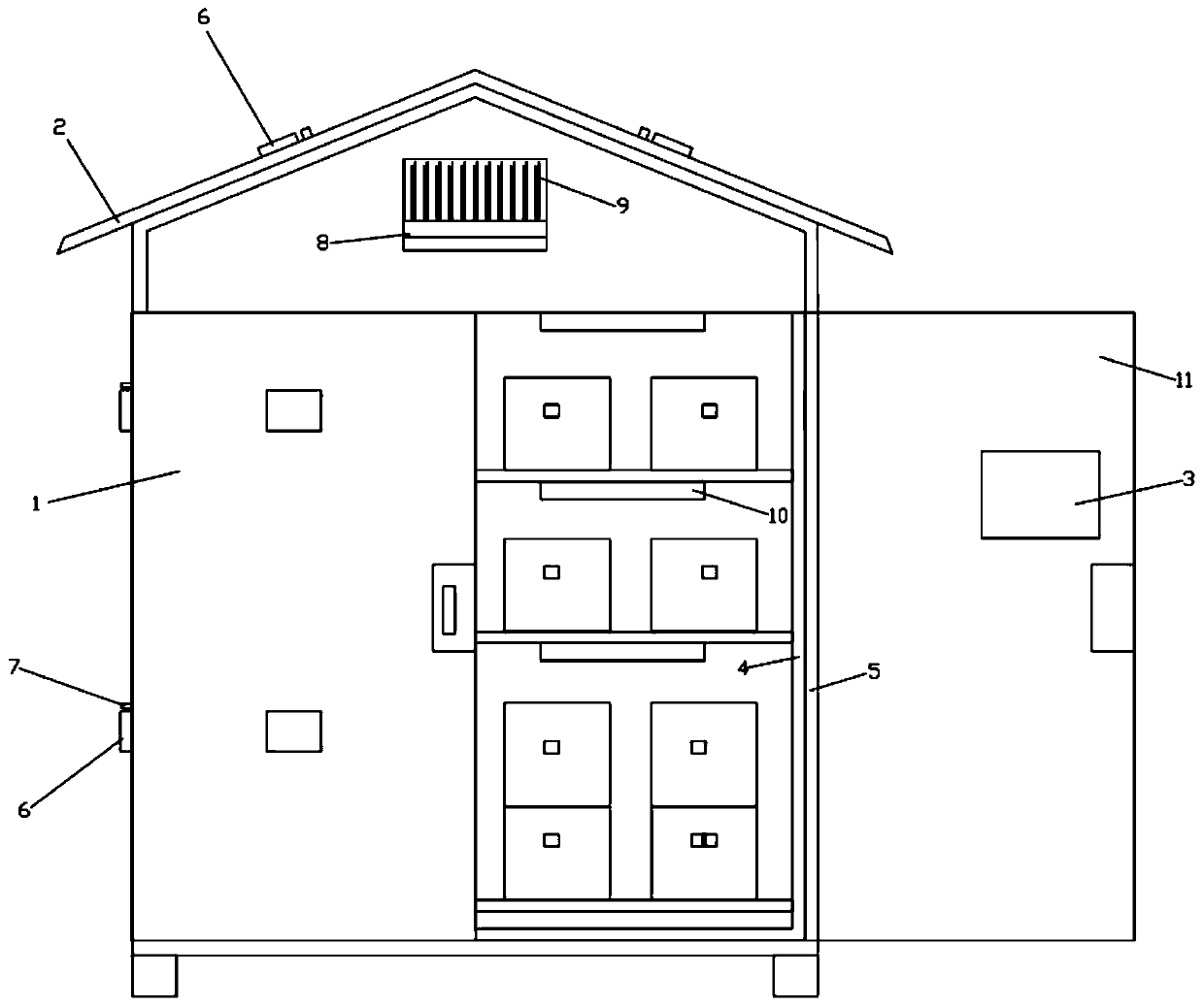 Outdoor frost-condensation-preventing distribution box special for electrical power supply and distribution and using method thereof